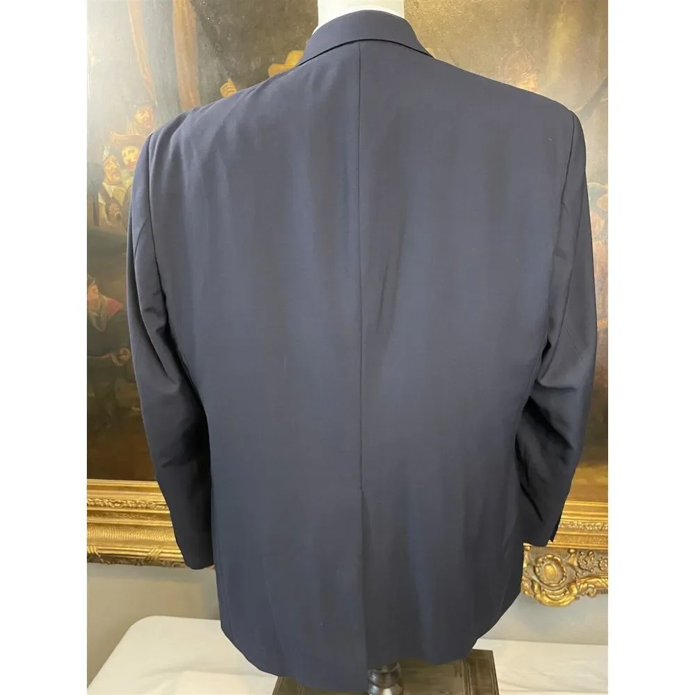 Chaps‎ 48R Gold Button Navy 100% Wool 2Btn Blazer Sport Coat Jacket